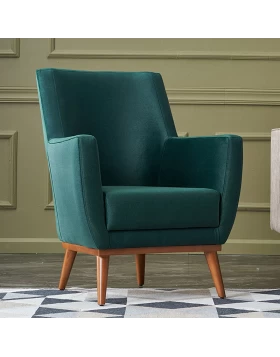 Gonca Megapap velvet armchair in dark green color 71x75x87cm.