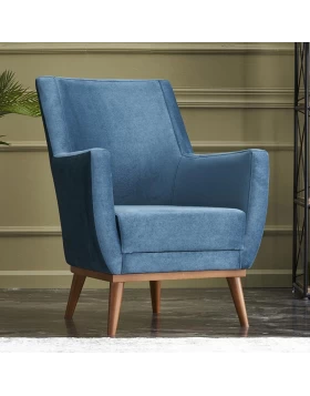 Gonca Megapap velvet armchair in blue color 71x75x87cm.