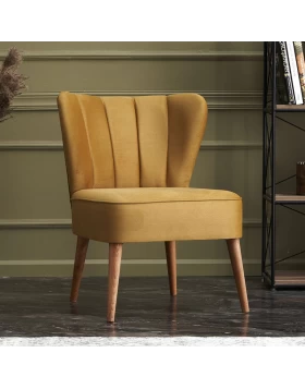 Layla Megapap fabric chair in gold color 64x59x84cm.