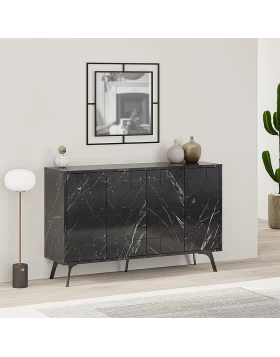 Dune Megapap melamine buffet in black marble effect color 123x35x77,4cm.