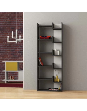 Oppa Megapap melamine bookcase in anthracite - white color 60x22x162cm.