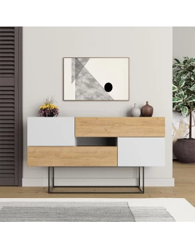 Eros Megapap melamine buffet in oak- white color 145x40x82cm.