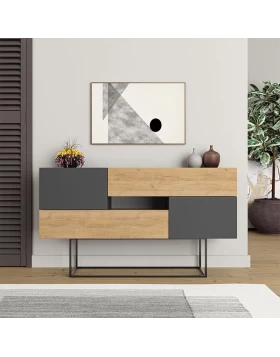 Eros Megapap melamine buffet in oak - anthracite color 145x40x82cm.