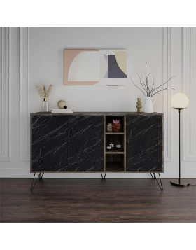 Clara Megapap melamine buffet in dark coffee - black marble effect color 142x35,6x83cm.