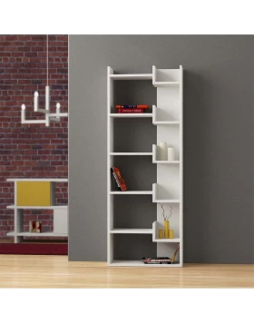 Oppa Megapap melamine bookcase in white color 60x22x162cm.