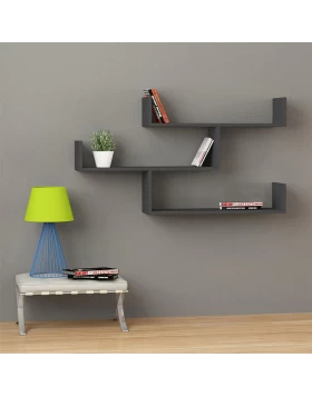 Tibet Megapap melamine wall shelf in anthracite color 119x22x66cm.