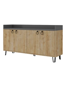 Dea Megapap melamine buffet in oak - anthracite color 140x36x80cm.