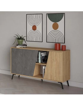 Fiona Megapap melamine buffet in oak - retro grey color 150x35,6x82cm.