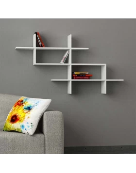 Halic Megapap melamine wall shelf in white color 150x22x82cm.