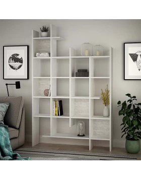 Manco Megapap melamine bookcase in white color 122x25,5x188cm.