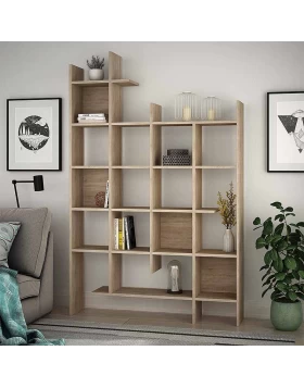 Manco Megapap melamine bookcase in oak color 122x25,5x188cm.