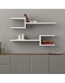 Fork Megapap melamine 2 pieces wall shelves in white color 75x19,5x18cm.