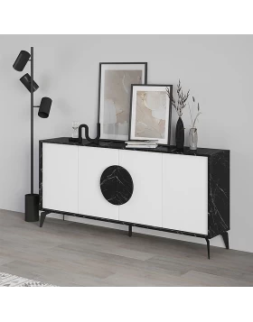 Gora Megapap melamine buffet in black marble - white color 180x35,6x82cm.