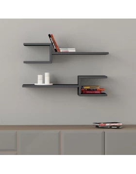 Fork Megapap melamine 2 pieces wall shelves in anthracite color 75x19,5x18cm.