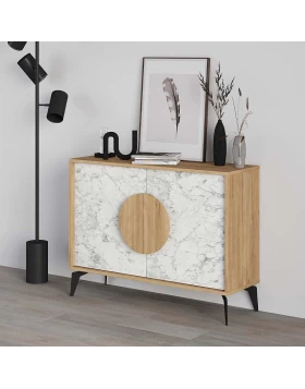 Gora Megapap melamine buffet in oak - white marble color 110x35,6x82cm.