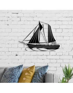 Sail Megapap metal wall art in black color 55x2x40cm.