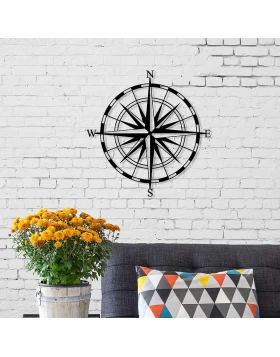 Compass Megapap metal wall art in black color 45x2x45cm.