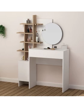 Mup Megapap melamine dressing table in white - oak color 105x35x151cm.