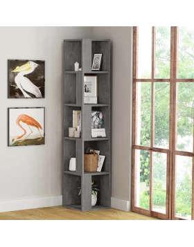 Piano Megapap corner melamine bookcase in retro grey color 31,4x31,4x158,9cm.