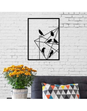 Birds on Wire Megapap metal wall art in black color 37x2x49cm.