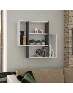 Mito Megapap melamine wall shelf in ancient white - anthracite color 89x19,6x80cm.