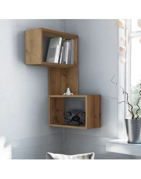 Part Megapap corner melamine wall shelf in light brown color 47x20x82cm.