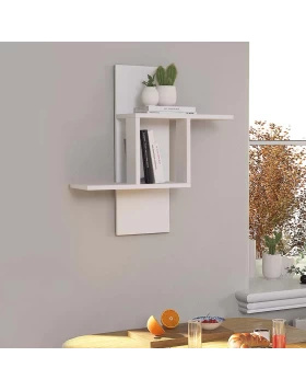 Mill Megapap melamine wall shelf in white color 64x20x70cm.