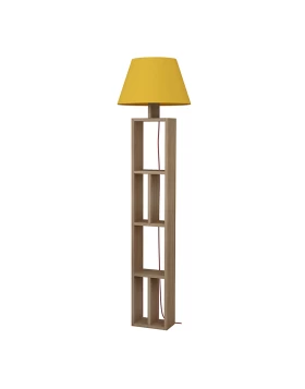 Giorno Megapap melamine - fabric floor lamp in oak/yellow color 45x45x163,5cm.