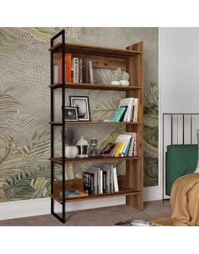 Cecilia Megapap melamine bookcase in smoked walnut color 91,8x34,8x180cm.