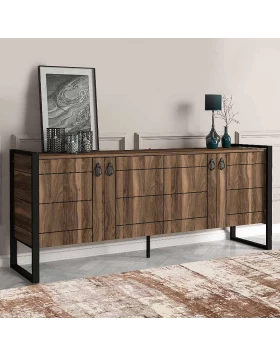 Ursula Megapap melamine buffet in walnut color 180x40x77,6cm.