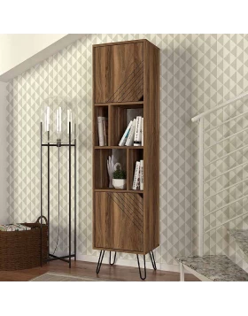 Norma Megapap melamine bookcase in walnut color 45x35x184cm.