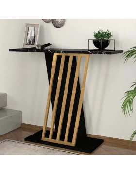 Gravity Megapap melamine console in black marble effect - gold color 90x29,6x76,8cm.