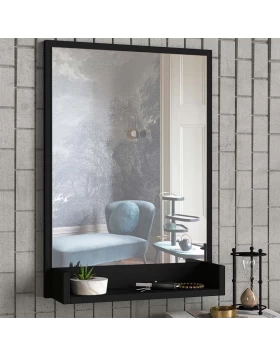 Costa Μegapap melamine mirror in black color 45x12x75cm.