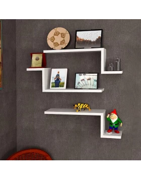 Lowa Megapap melamine 3 pieces wall shelf in white color 57,7x14,5x18cm.