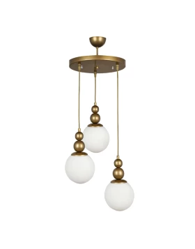 Latona Megapap metallic three-light ceiling light E27 in gold color 30x30x85cm.