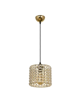 Deha Megapap E27 metal - glass single-light ceiling light in gold color 18x18x65cm.