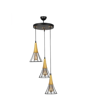 Havana Megapap E27 metallic three-light ceiling light in black - gold color 30x30x112cm.