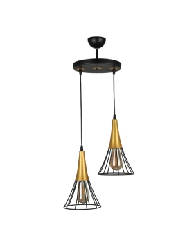 Havana Megapap E27 metallic two-light ceiling light in black - gold color 24x24x85cm.