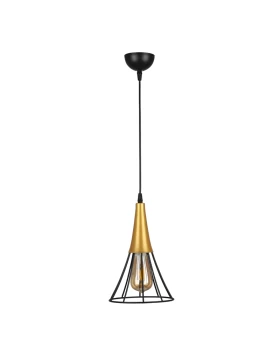 Havana Megapap E27 metallic single-light ceiling light in black - gold color 18x18x72cm.