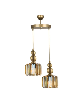 Alaba Megapap E27 metal - glass two-light ceiling light in gold color 30x30x80cm.