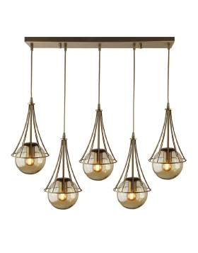 Chavi Megapap E27 metallic five-light ceiling light in gold color 80x10x90cm.