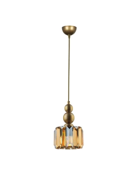 Alaba Megapap E27 metal - glass single-light ceiling light in gold color 15x15x65cm.