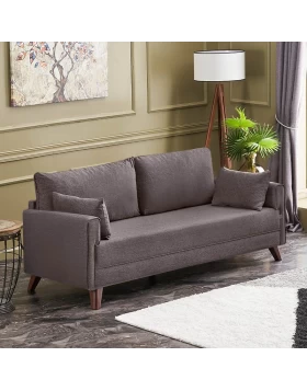 Bella Megapap fabric sofa three - seater in brown color 208x81x85cm.