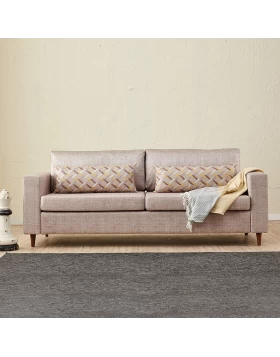 Step Megapap fabric sofa three - seater in cream color 211x83x86cm.