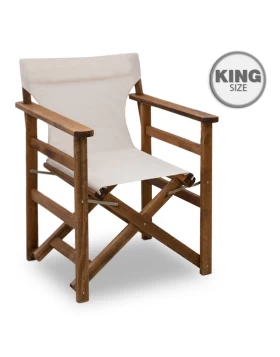 Queen Megapap folding director's armchair by beech in walnut with ecru cloth 61x57x86cm.