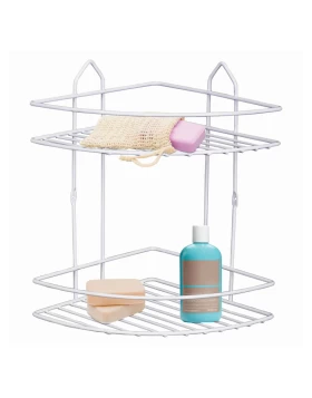 Perilla metallic bathroom rack of two shelves in white color 20x20x52cm.