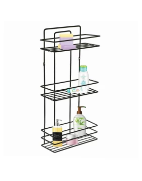 Perilla metallic bathroom rack of three shelves in black color 27x12x54cm.