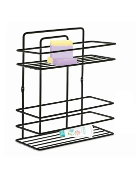 Perilla metallic bathroom rack of two shelves in black color 27x12x34cm.