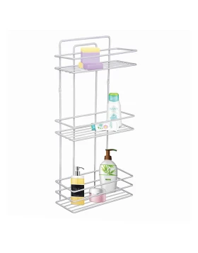 Perilla metallic bathroom rack of three shelves in white color 27x12x54cm.