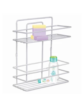 Perilla metallic bathroom rack of two shelves in white color 27x12x34cm.